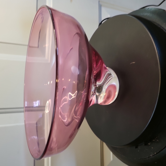 Signed Pink Art Glass Free Form Bowl 8.5" - Picture 2 of 12